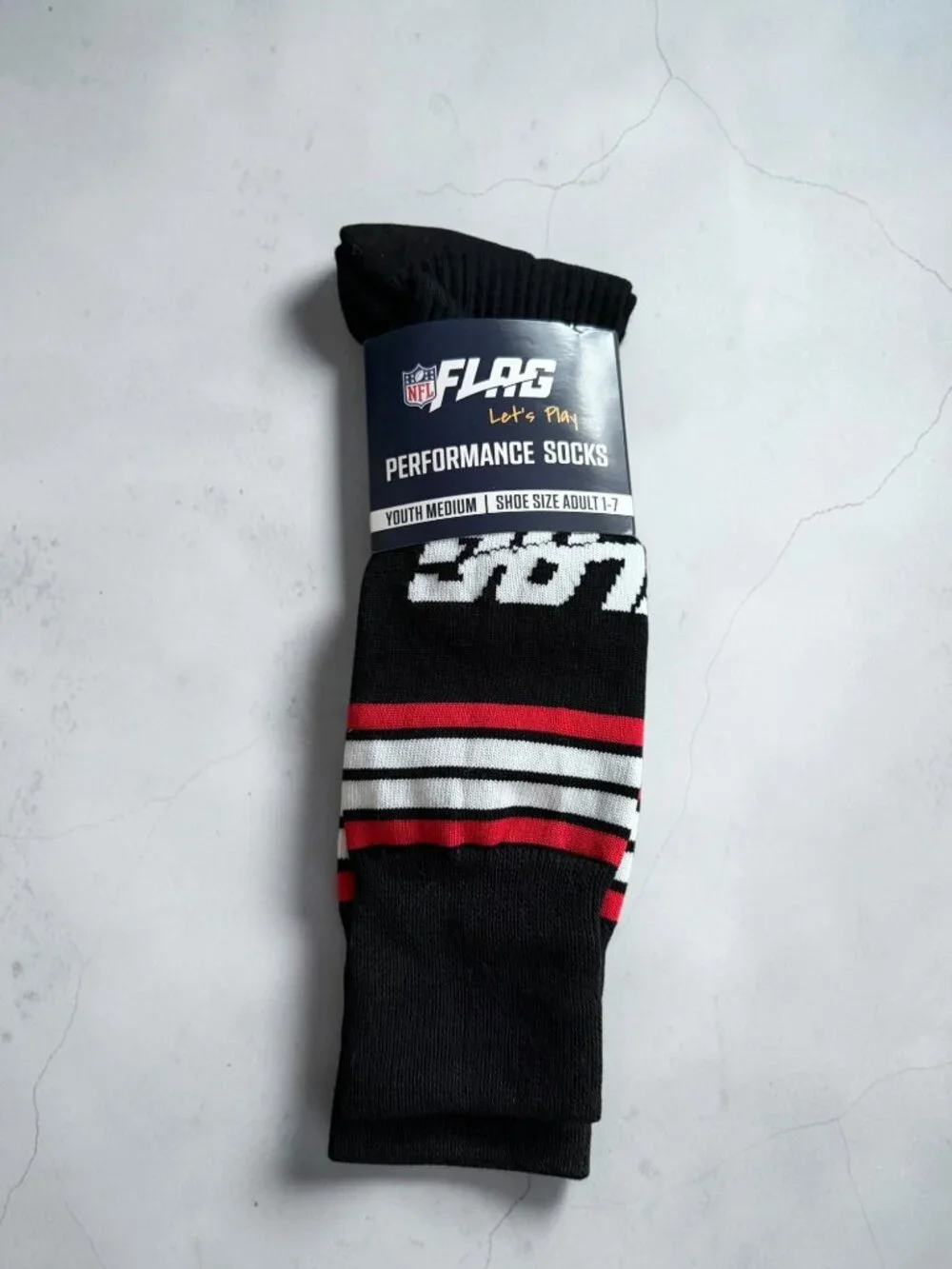 NFL Youth Black Red Flag Football Socks Size Youth Medium NEW NWT